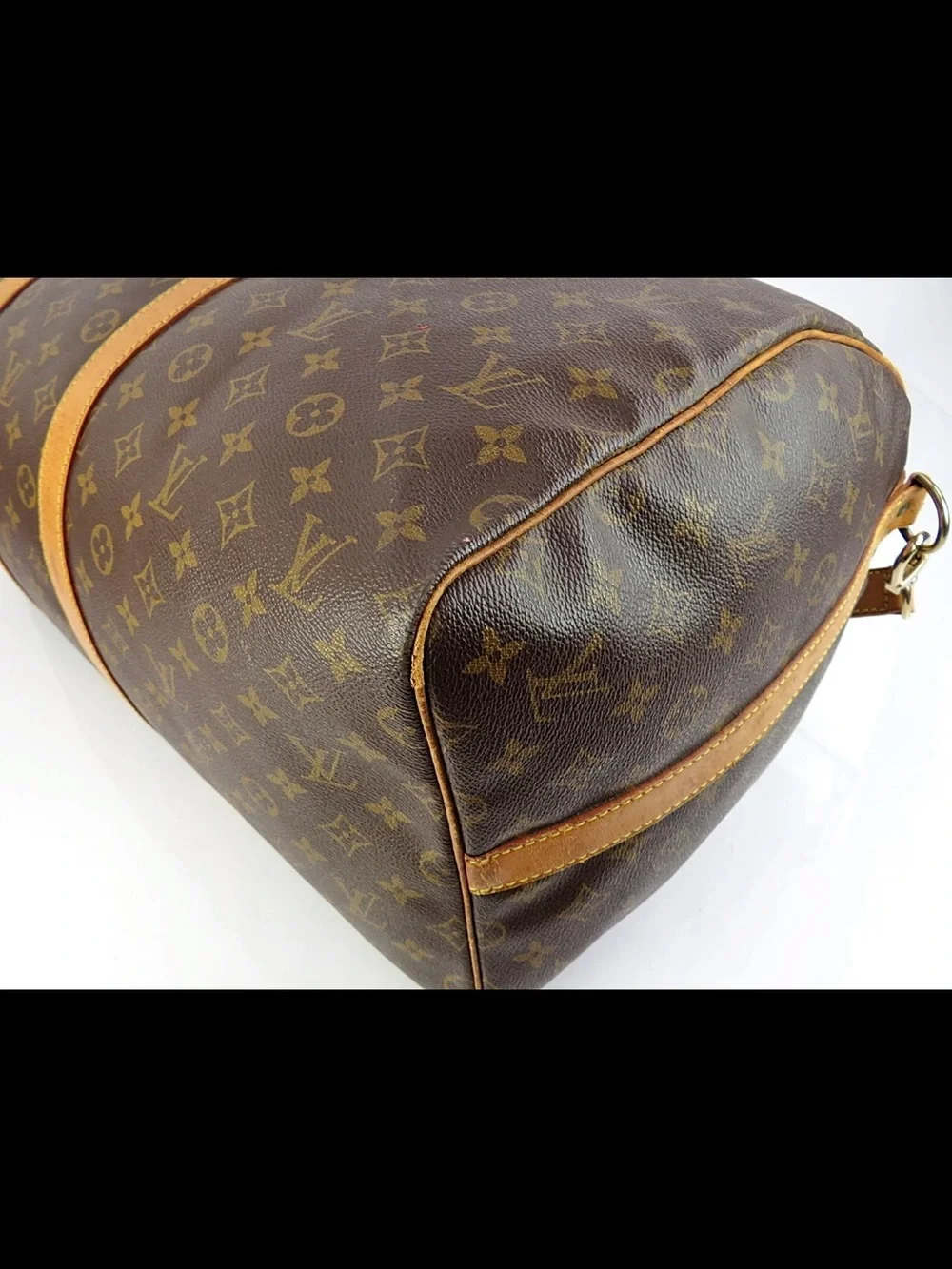 Louis Vuitton Brown Monogram Duffel with Tan Leather Strap